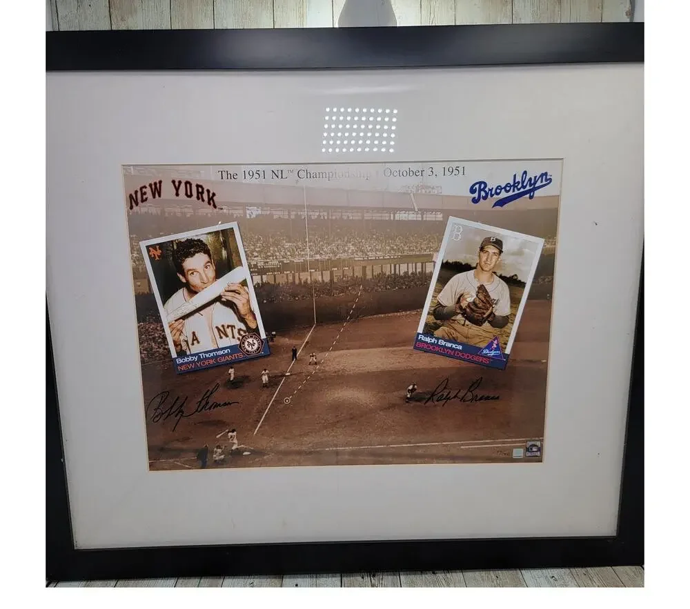 Ralph Branca Bobby Thomson Signed 1951 NL Championship Lithograph Picture COA